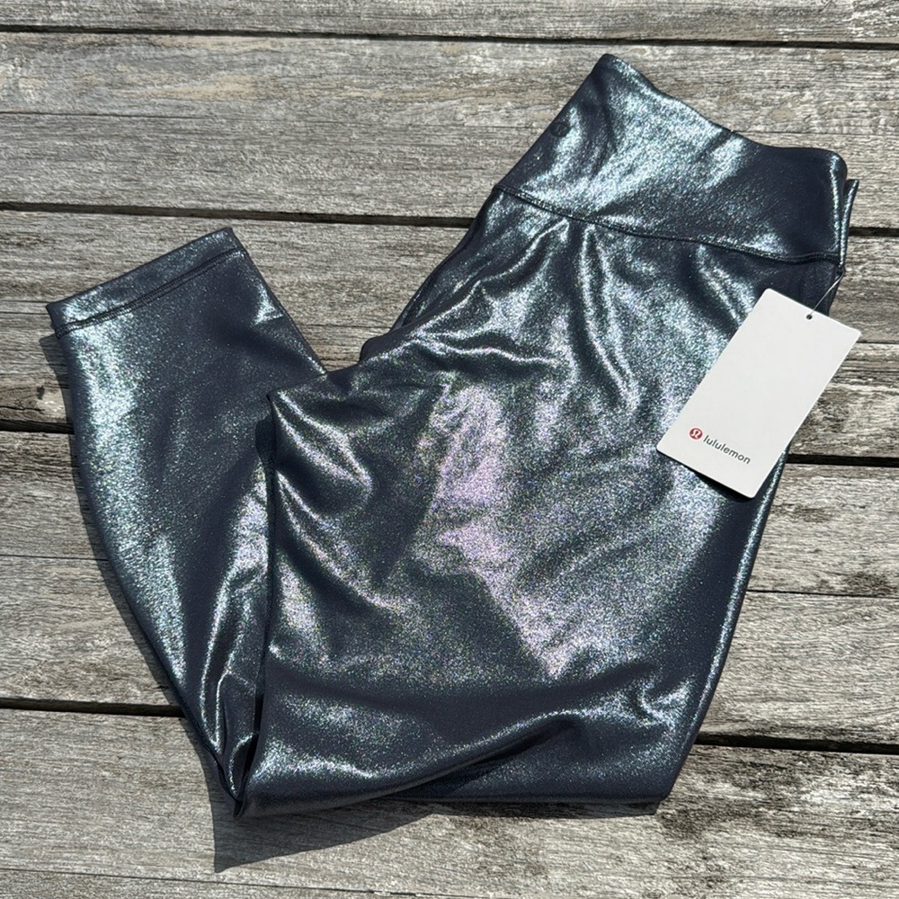 Lululemon Wunder Under SmoothCover Tight 25" Foil Foil‎ Black Night size 14 NWT